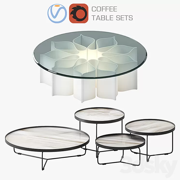 Coffee table sets 3D Model Coffee table sets 3D Model