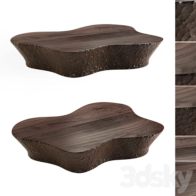 Coffee Table SSU 02 with Hammered Wood 3DModel
