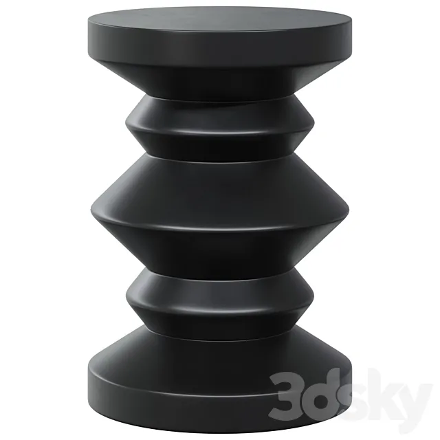 Coffee table Unstructured garden table in black fibrous clay elmira 3DModel