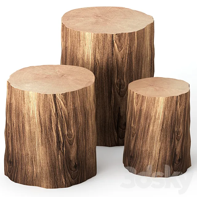 Coffee tables made of stumps 3D Model