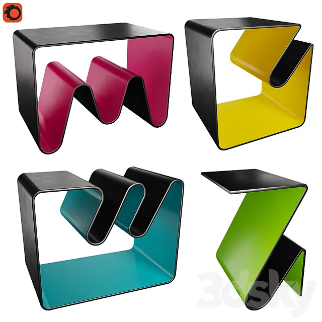 Coffee tables with magazine slots 3DModel