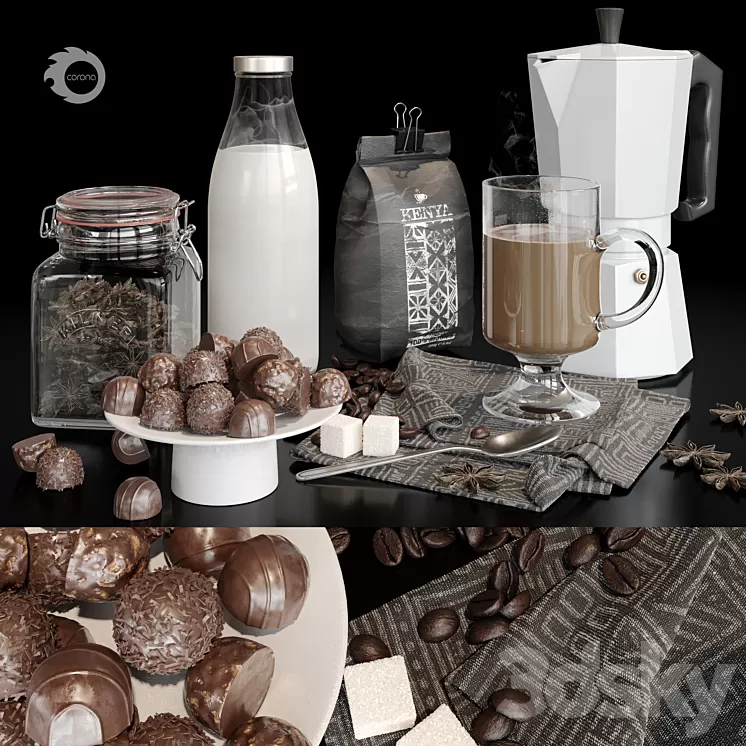 Coffee with milk 3D Model Free Download