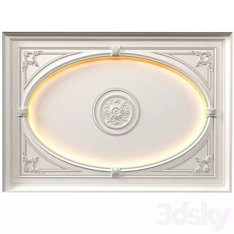 Coffered round illuminated ceiling in a classic style.Modern coffered illuminated ceiling 3D Model Free Download