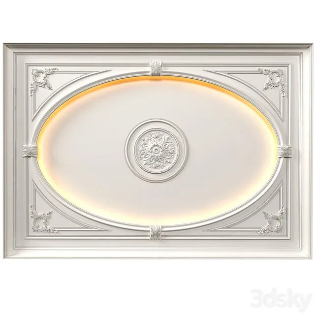 Coffered round illuminated ceiling in a classic style.Modern coffered illuminated ceiling Set 3D Model Coffered round illuminated ceiling in a classic style.Modern coffered illuminated ceiling Set 3D Model