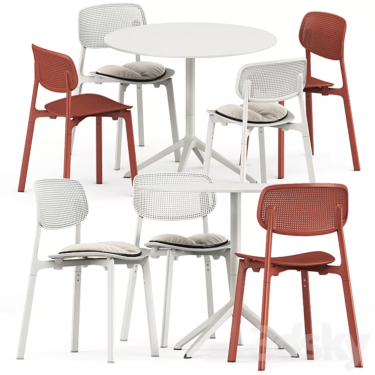 Colander chair and Elephant round table by Kristalia 3D Model