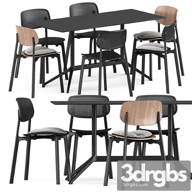 Colander chair and wood chair and elephant table by kristalia Colander chair and wood chair and elephant table by kristalia