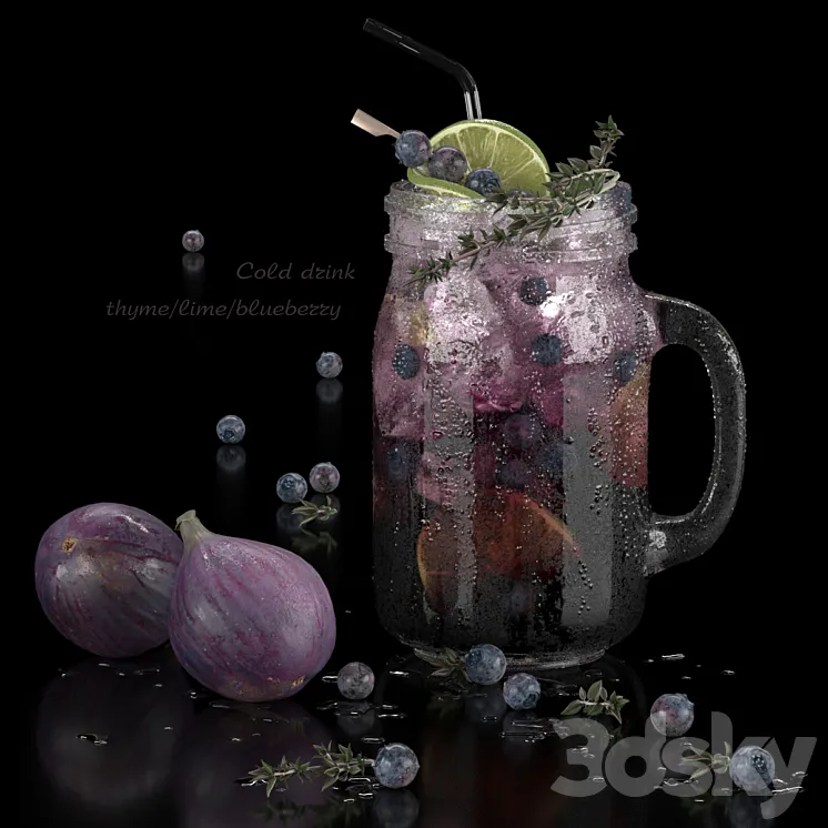 cold drinks. Thyme\/lime\/blueberry 3D Model Free Download