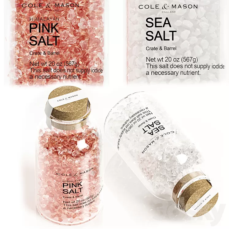 Cole and Mason Pink Himalayan Salt and Sea Salt kitchen set 3D Model Cole and Mason Pink Himalayan Salt and Sea Salt kitchen set 3D Model