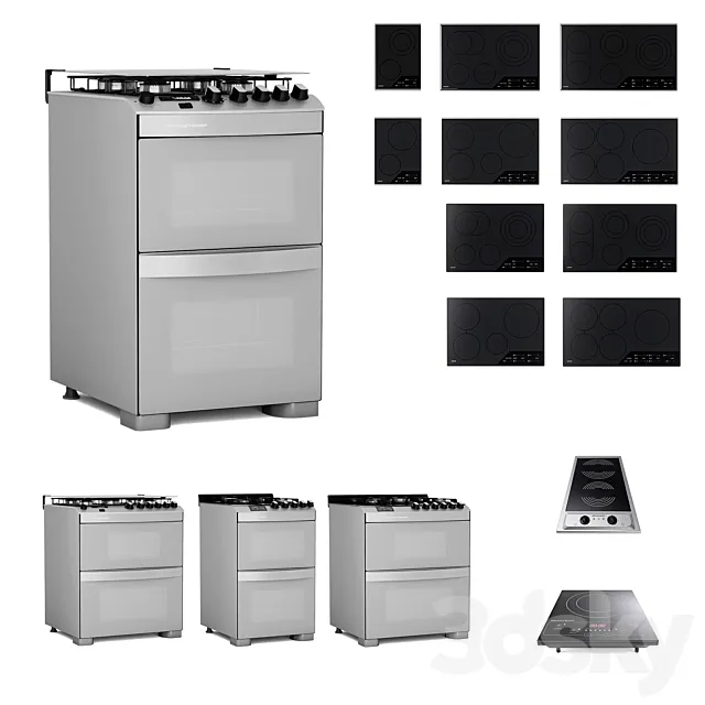 Collection – 11 Wolf Cooktops + 6 Whirlpool Brastemp Stoves + Portable Cooktops 3DModel