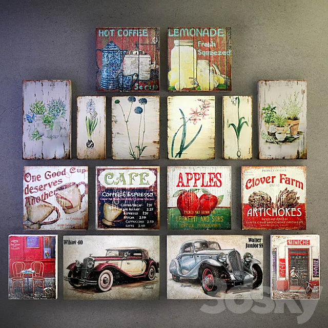 Collection 3: interior plate (decorative sign wooden panels wood poster) 3D Model