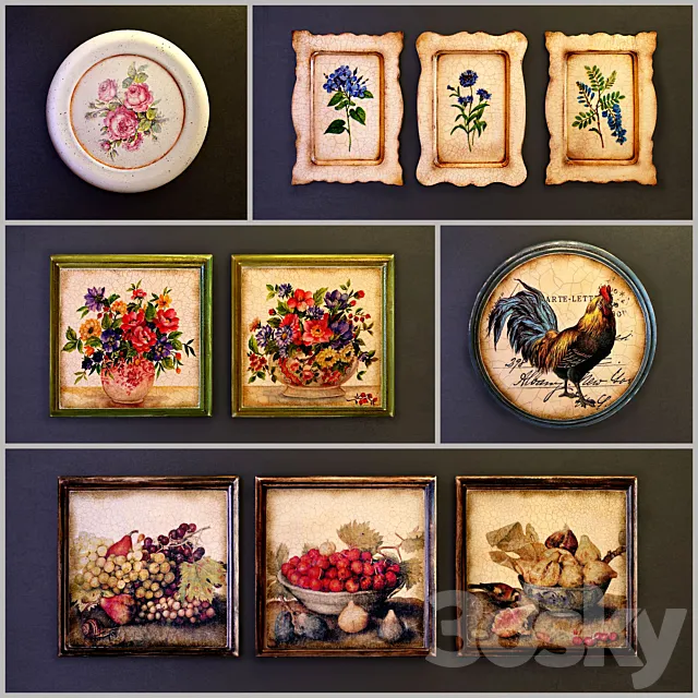 Collection 6: decorative panels (interior plaque wooden picture) 3D Model
