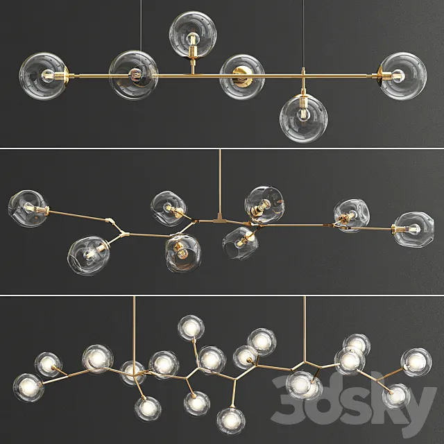 Collection branching chandeliers 3D Model Collection branching chandeliers 3D Model