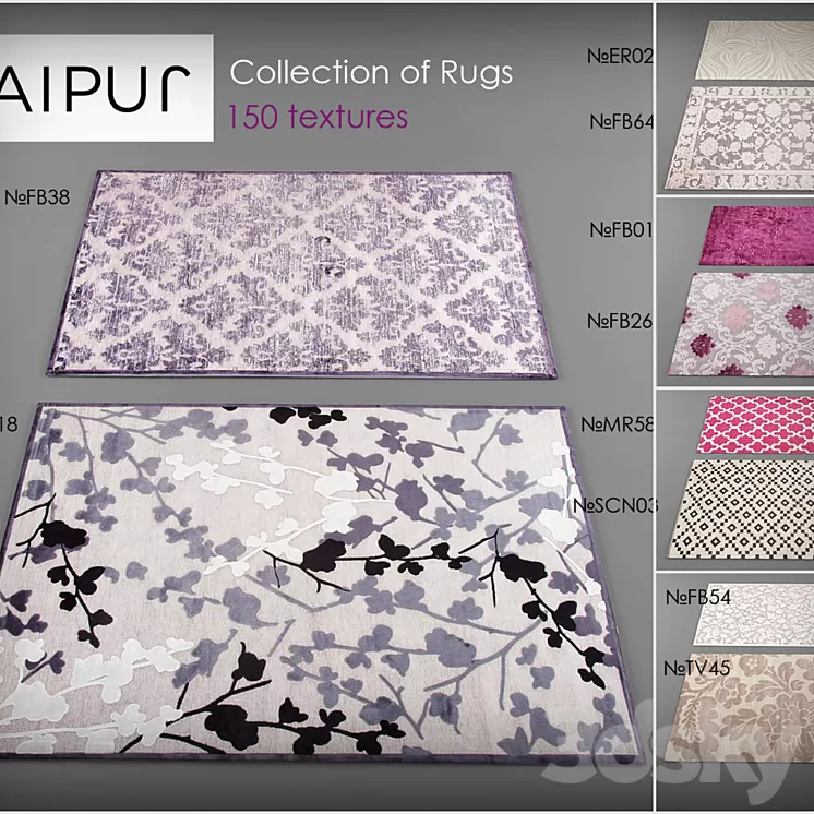 Collection Carpet Jaipur № 2 3D Model Collection Carpet Jaipur № 2 3D Model