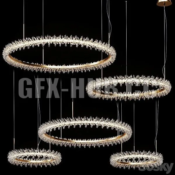 Collection Crystal Ring Luxury LED Chandelier 3D Model