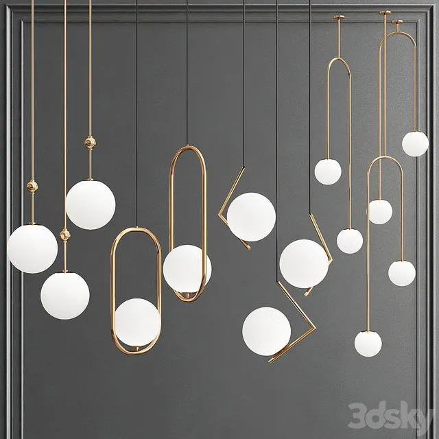 Collection fo Pendant Lights 8 3D Model Collection fo Pendant Lights 8 3D Model