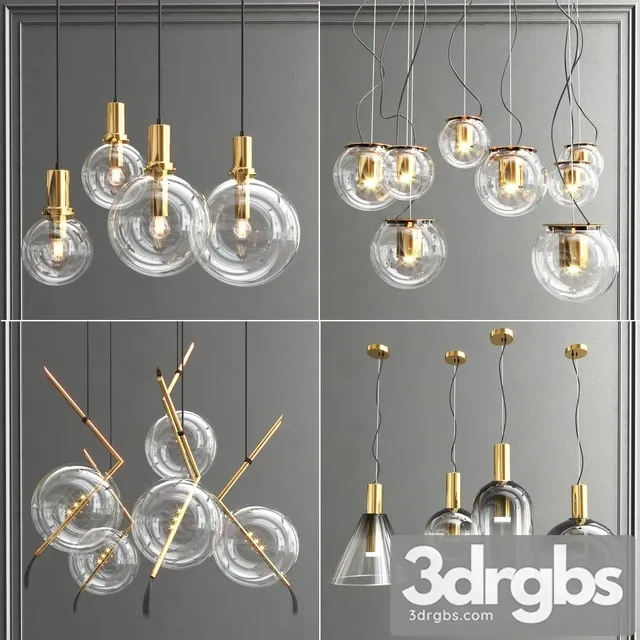 Collection Glass Bole Pendants 3D Model Download Collection Glass Bole Pendants 3D Model Download