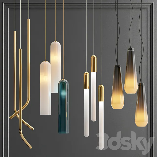 Collection hanging lightings 3D Model
