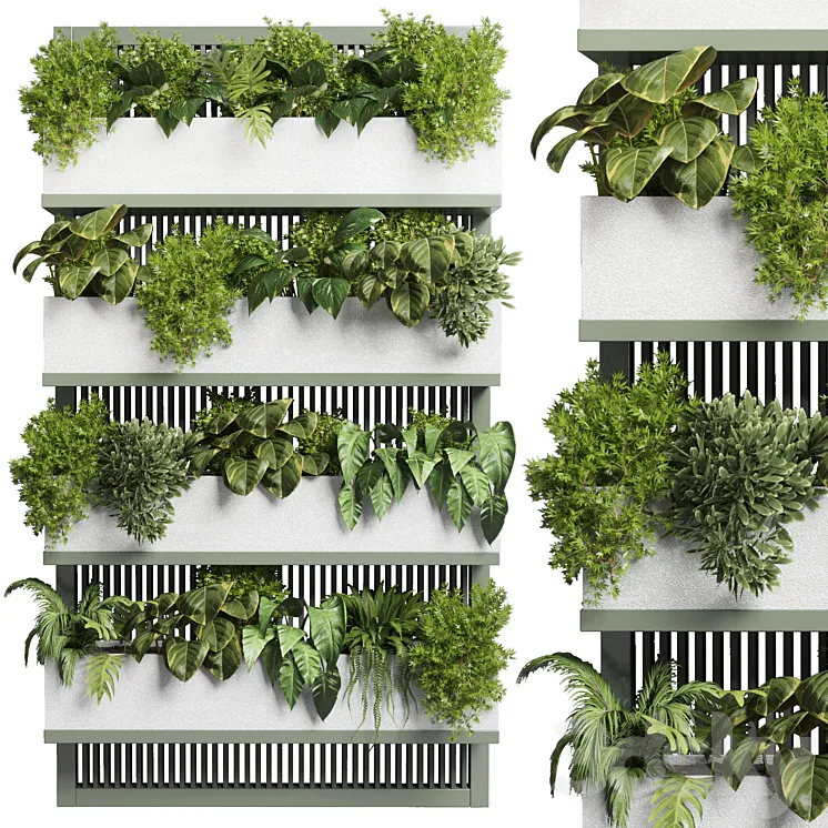 collection Indoor outdoor fitowall plant plant stairs stand metal vase 11 3D Model Free Download