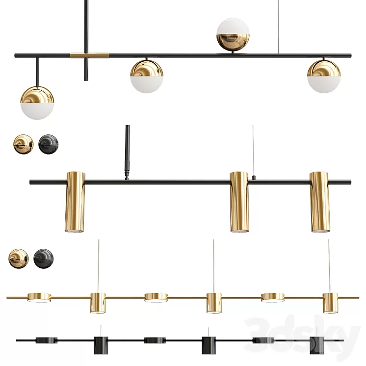 Collection Linear Chandelier 3D Model