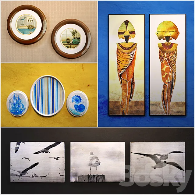 Collection of 11: a decorative panel (interior plaque wooden picture) 3D Model Collection of 11: a decorative panel (interior plaque wooden picture) 3D Model