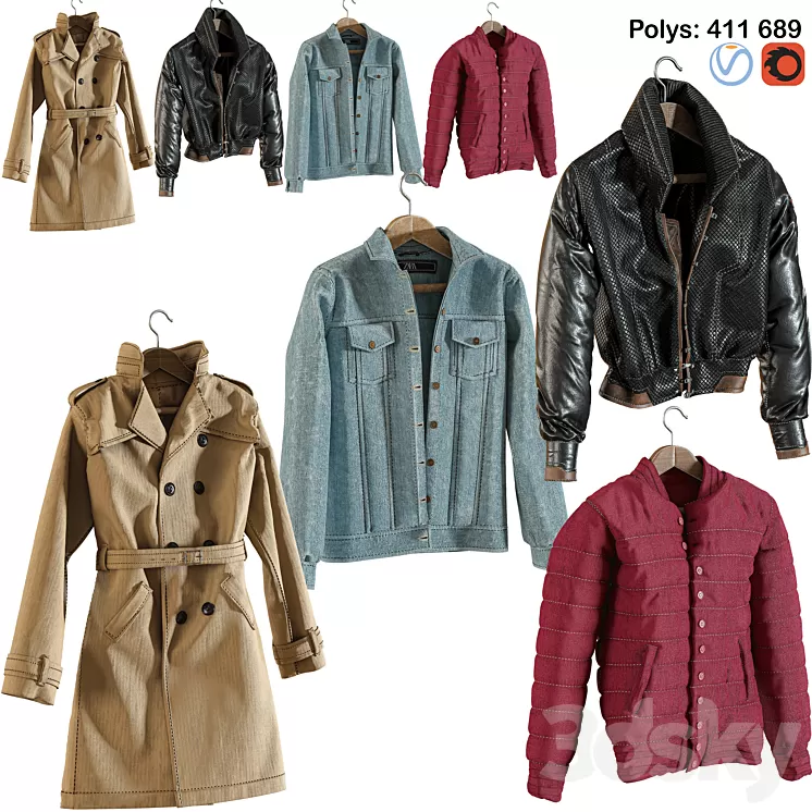 Collection of autumn wear 4K 3D Model Free Download