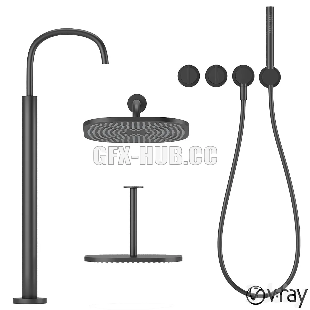 collection of bath faucets 3D Model
