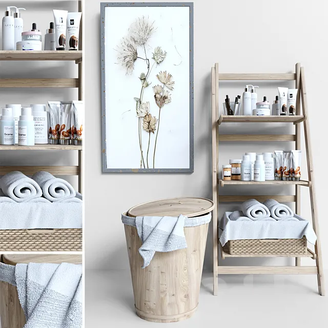 Collection of bathroom accessories. Cosmetics and Makeup 3DModel