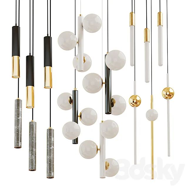 Collection of chandeliers Matthew; Delightfull; Lampatron; Lee broom 3DModel