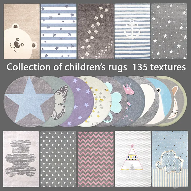 Collection of children’s carpets 4 3D Model Collection of children’s carpets 4 3D Model