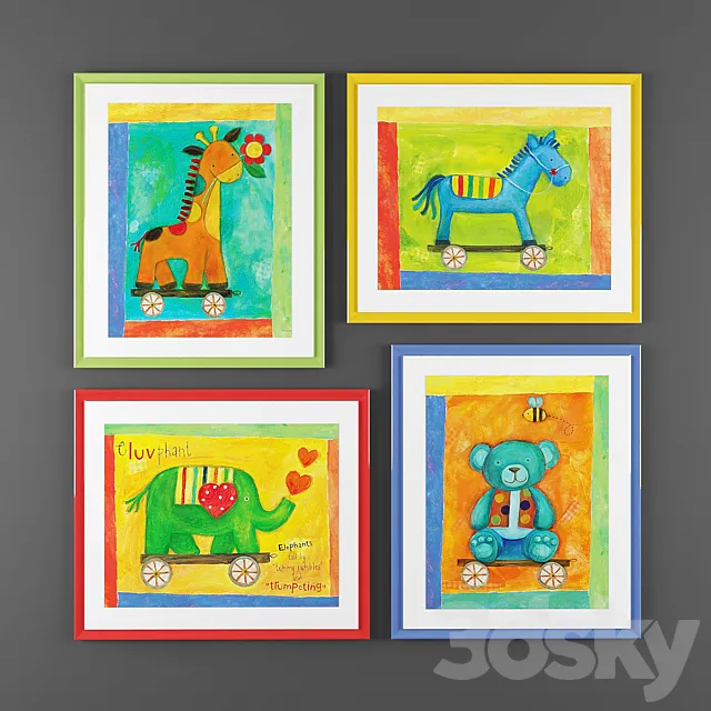 Collection of children’s paintings 3DModel Collection of children’s paintings 3DModel