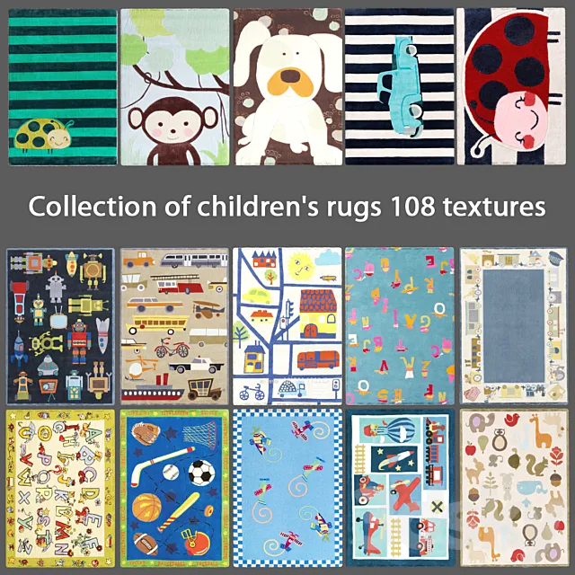 Collection of children’s rugs 2 3DModel Collection of children’s rugs 2 3DModel