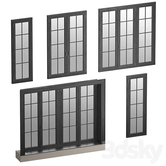 Collection of classic windows. 5 models 3D Model