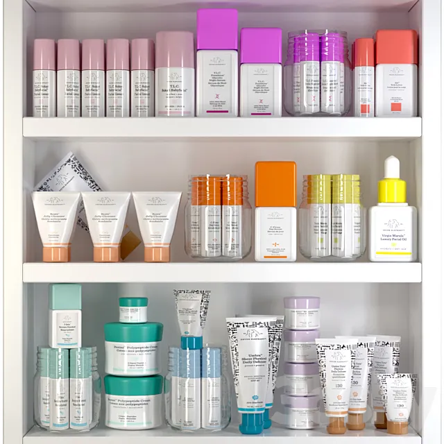 Collection of cosmetics for beauty salons in white version. Make up 3DModel