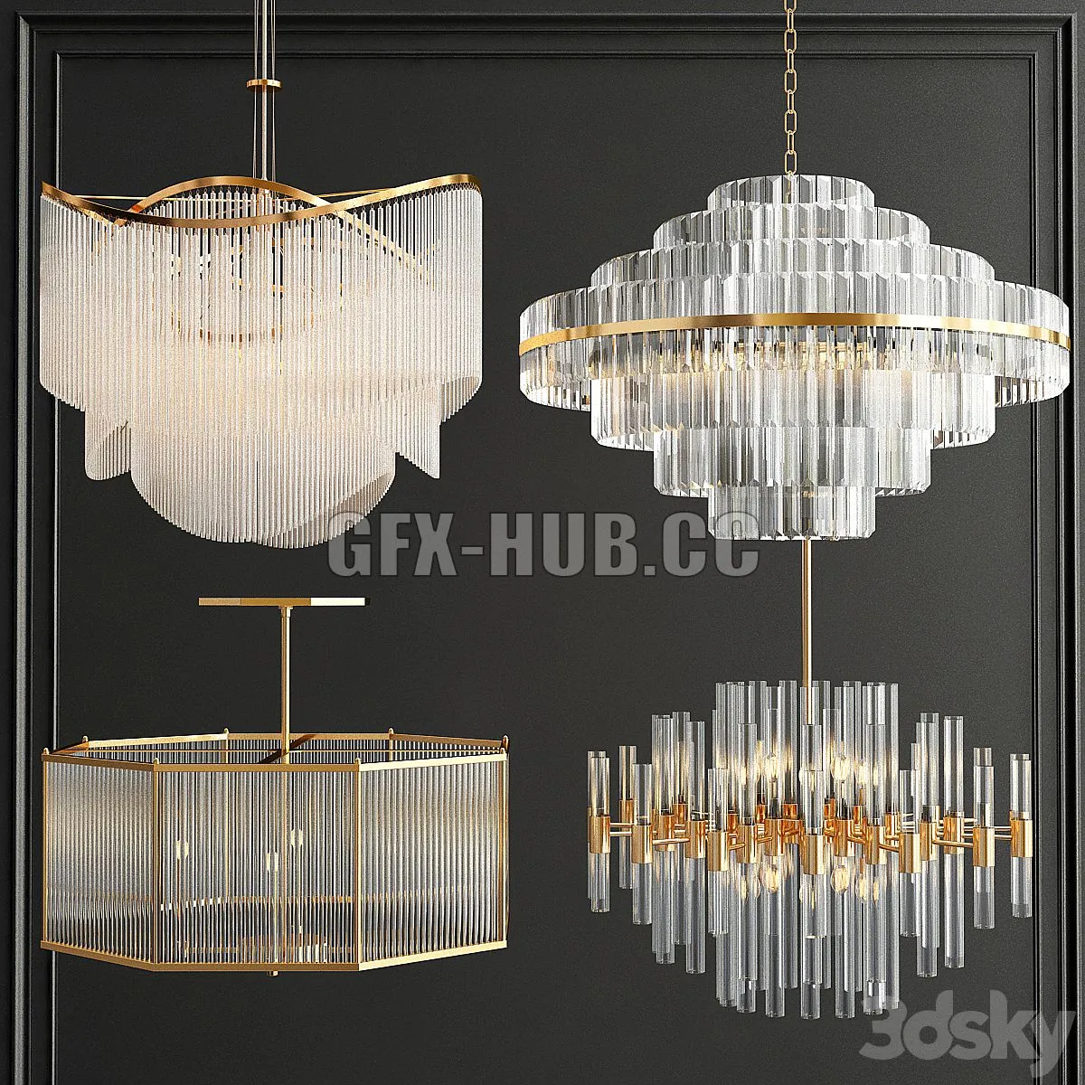 Collection of CRystal Chandelier 3D Model Collection of CRystal Chandelier 3D Model