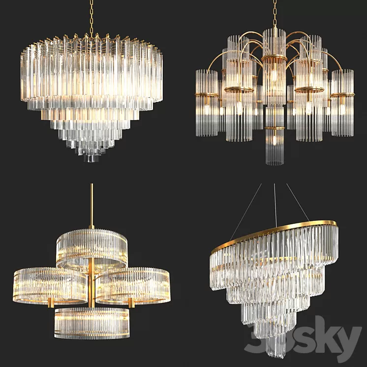 Collection of Crystal Chandelier_2 3D Model Collection of Crystal Chandelier_2 3D Model