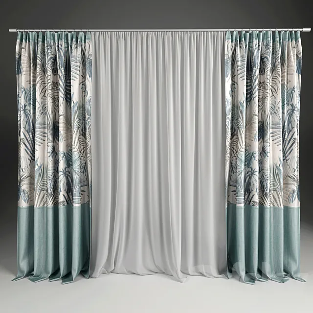 collection of curtains in ethnic style 3D Model