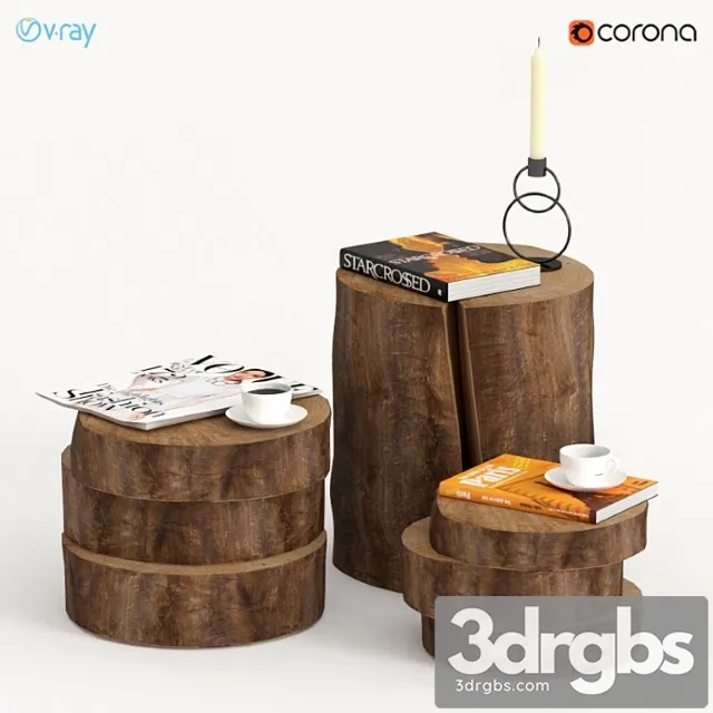 Collection of dark tables of stumps and slabs. 2 3D Model Download Collection of dark tables of stumps and slabs. 2 3D Model Download
