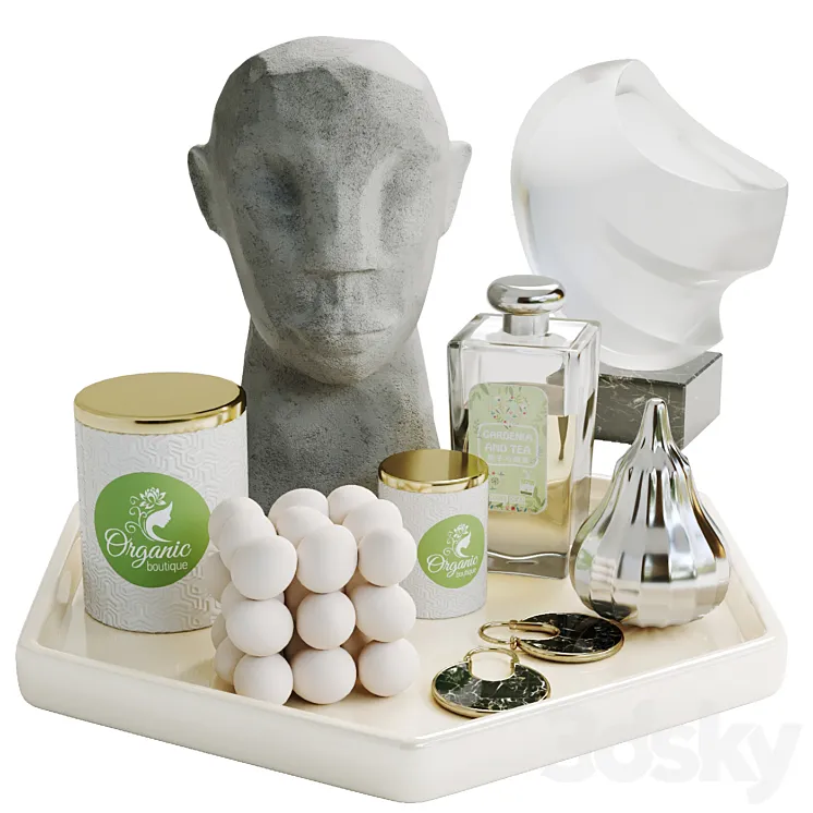 Collection of decorative set with bust and perfume 3D Model Free Download Collection of decorative set with bust and perfume 3D Model Free Download