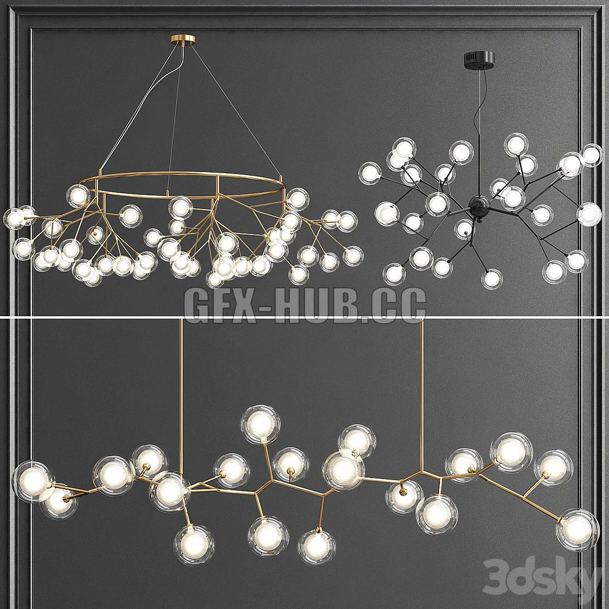 Collection of Double Glazed Lampshades 3D Model