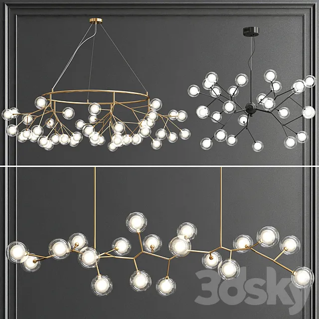 Collection of Double Glazed Lampshades 3DModel