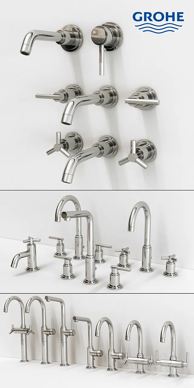 Collection of faucets Grohe Atrio 3D Model