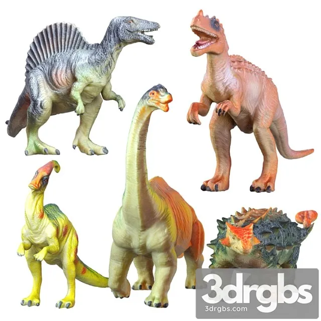 Collection of Five Dinosaur Toys 3D Model Download