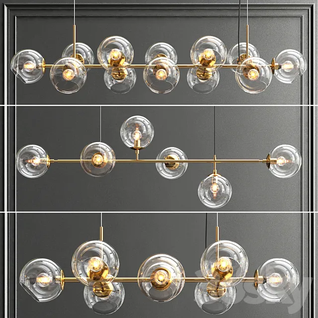 Collection of glass bole chandelier 3DModel