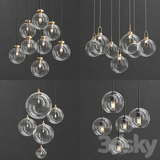 Collection of Glass Bole Lamps 3D Model