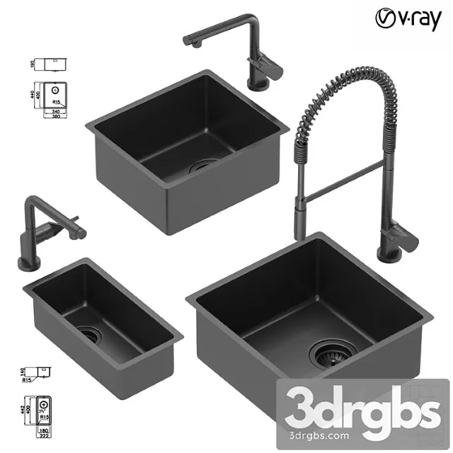 Collection Of Kitchen Sinks 02 3D Model Download