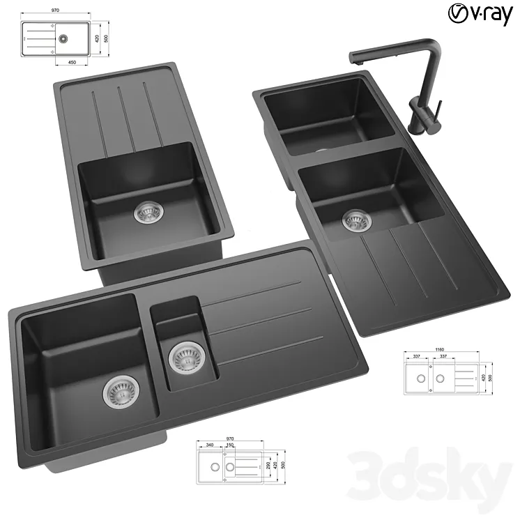Collection of kitchen sinks 14 3D Model Free Download Collection of kitchen sinks 14 3D Model Free Download