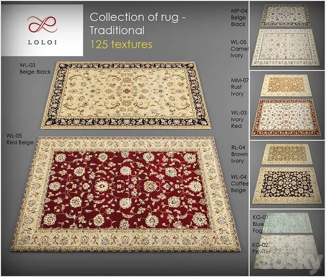 Collection of Loloi rugs 3D Model Collection of Loloi rugs 3D Model