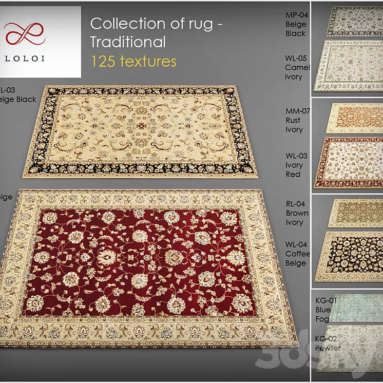 Collection of Loloi rugs 3D Model Collection of Loloi rugs 3D Model