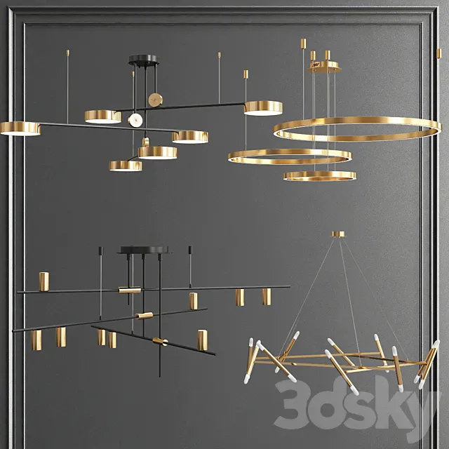 Collection of Minimalist Chandelier 3D Model