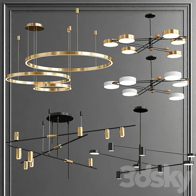 Collection of Minimalist Chandelier 5 3D Model